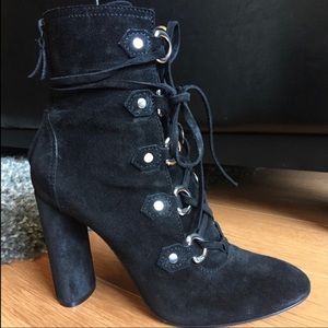 Casadei Black Lace Up Ankle Boot - Black Suede 7.5